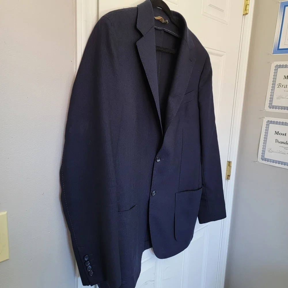 Bella Spalla Made In Italy Sport Coat Model Paolo Lunga Navy Size 52 Flaw